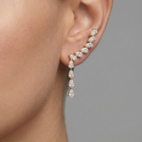 Golden Cascade Pear Diamond Drop Earrings in 14K Yellow Gold
