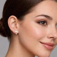 Mushroom Pave Diamond Stud Earrings in 14K Yellow Gold