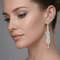 Radiant Diamond 14K White Gold Halo Circle Earrings