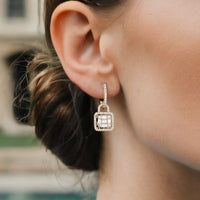 Diamond Lock Charm Hoop Earrings in 14K Yellow Gold
