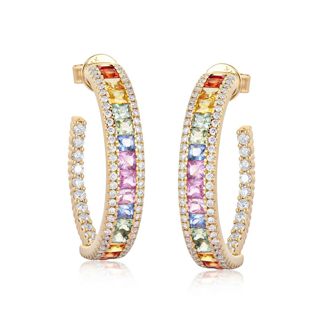 Aurora Circle Diamond Hoop Earrings in 14K Yellow Gold