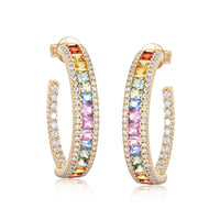 Aurora Circle Diamond 14K (or 18k upon request) Yellow Gold Hoops Earrings
