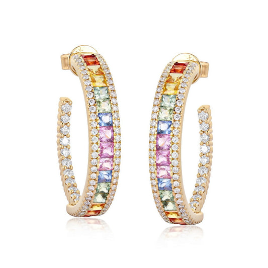 Aurora Circle Diamond Hoop Earrings in 14K Yellow Gold