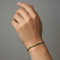Classic Emerald Diamond Tennis Bangle in 14K Yellow Gold