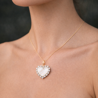 Heart Shape Pearl Pendant Necklace in 14K Yellow Gold