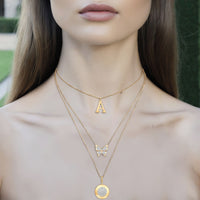Sunflower Medallion Pendant Diamond Necklace in 14K Yellow Gold