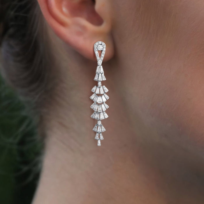 Cascade Ice Diamond Drop Earrings in 14K White Gold
