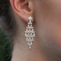 Luxury Pear Cut Baguette Diamond Dangle Earrings