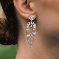 Multi Layered Chandelier Drop Earrings in 14K White Gold
