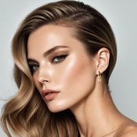 Butterfly Charm Diamond Hoop Earrings in 14K Gold