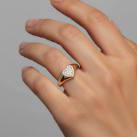 Heart Signet Diamonds Ring in 14K Yellow Gold