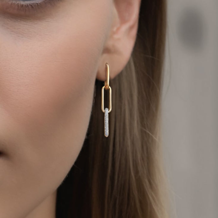 Flow Diamond Danglers Drop Earrings in 14K Yellow Gold