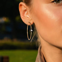 Black Enamel Diamond Hoop Earrings in 14K Yellow Gold