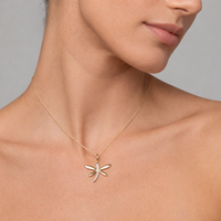 Diamond Full Cut Butterfly Pendant Necklace in 14K Yellow Gold