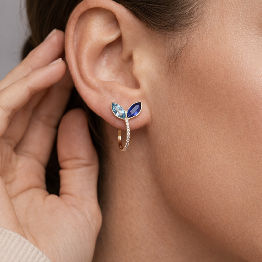 Diamond Sovereign Hoop Earrings in 14K Yellow Gold
