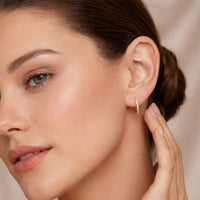 Diamond Pave Mini Huggie Earrings in 14K Rose Gold