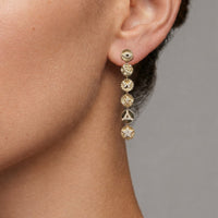 Celestial Medallion Charm Drop Earrings in 14K Yellow Gold