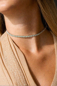 Minimalist Round Diamond Tennis Necklace in 14K Yellow Gold