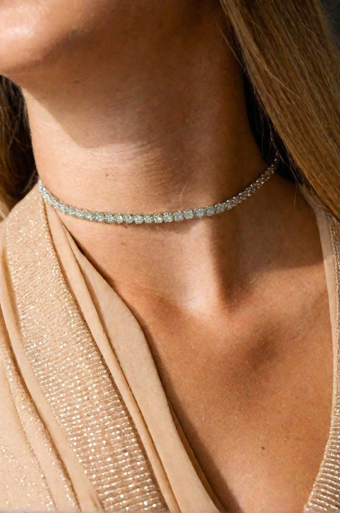 Minimalist Round Diamond Tennis Necklace in 14K Yellow Gold