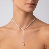 Golden Dewdrop Diamond Lariat Necklace in 18K Yellow Gold