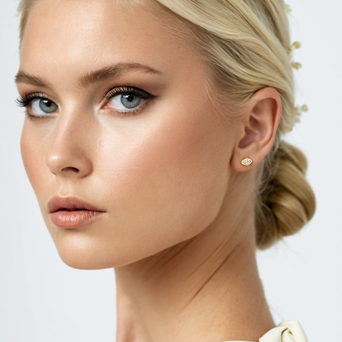 Marquise Diamond Stud Earrings in 14K Yellow Gold