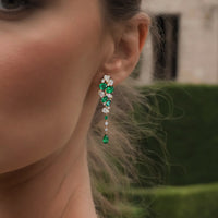 Luminous Gemstone Danglers Drop Earrings in 14K Yellow Gold
