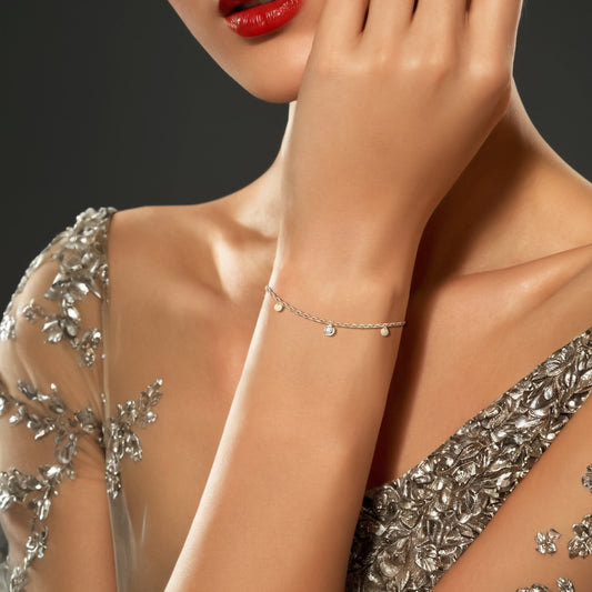 Diamond Disc Charm Chain Bracelet in 14K Yellow Gold