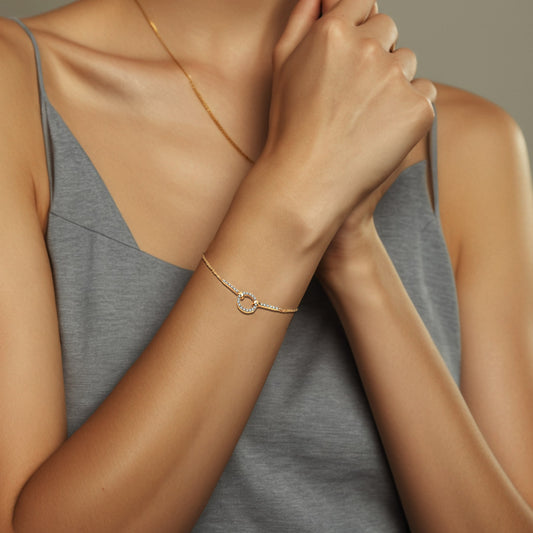 Circle Link Diamond Bracelet in 14K Yellow Gold