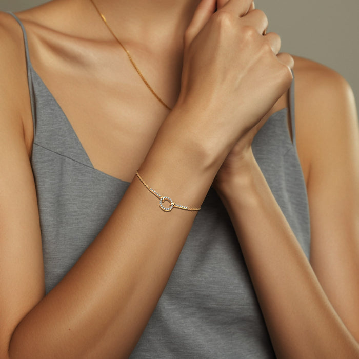 Circle Link Diamond Bracelet in 14K Yellow Gold
