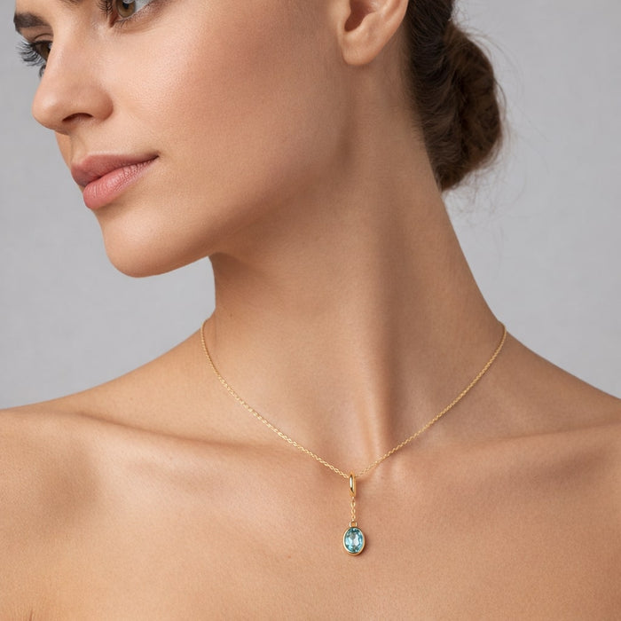 Diamond Topaz Pendant Necklace in 14K Yellow Gold