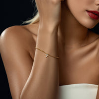 Diamond Cross Charm Bracelet in 14K Yellow Gold