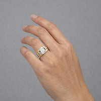 Two Tone Round Cluster Diamond Ring in 18K Gold