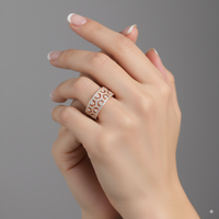 Intricate Filigree Cigar Diamond Ring in 14K Yellow Gold