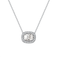 Cushion Cut Diamond Halo Pendant Necklace in 14K Gold
