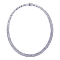White Baguette 308 Round Diamonds Necklace in 18K Gold