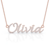 Creative Round Diamond Letter Name Necklace in 18K Gold