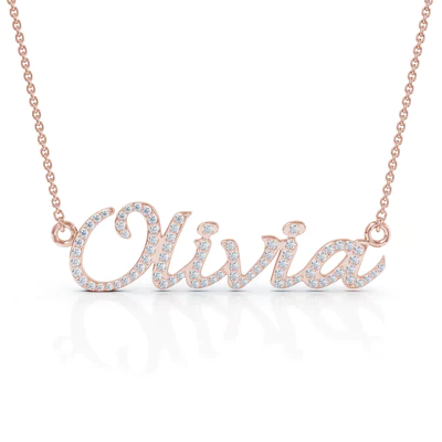Creative Round Diamond Letter Name Necklace in 18K Gold