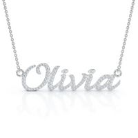 Creative Round Diamond Letter Name Necklace in 18K Gold