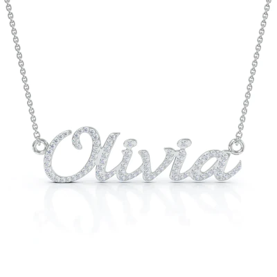 Creative Round Diamond Letter Name Necklace in 18K Gold