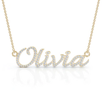 Creative Round Diamond Letter Name Necklace in 18K Gold