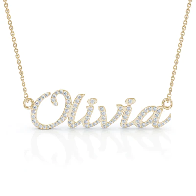 Creative Round Diamond Letter Name Necklace in 18K Gold