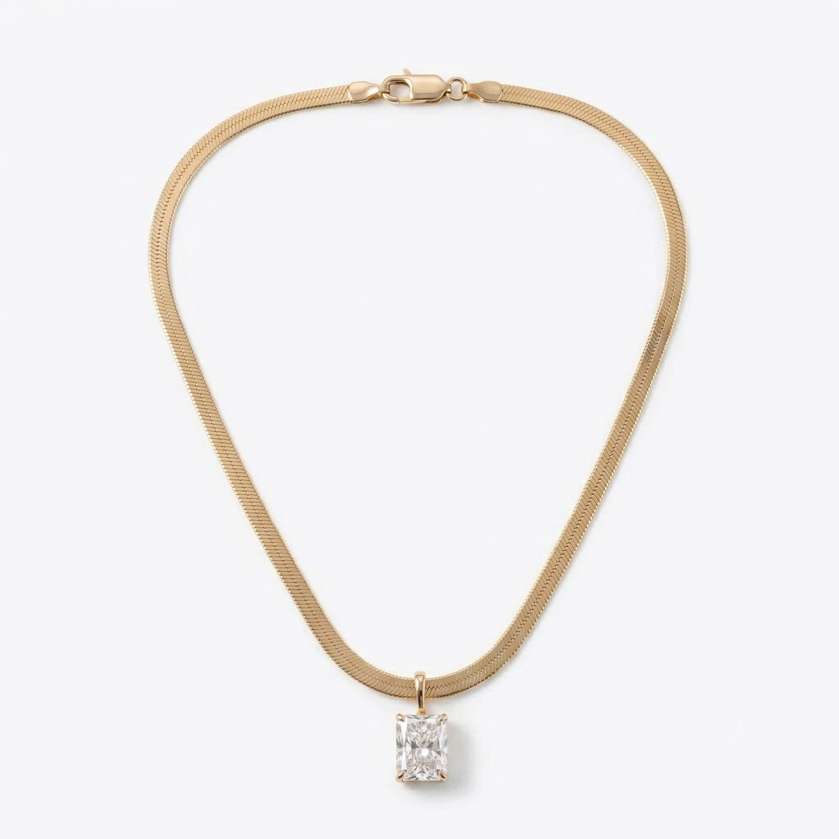 Radiant Signature Herringbone 14K Yellow Gold Necklace