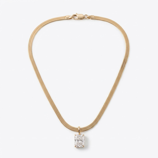 Radiant Signature Herringbone 14K Yellow Gold Necklace