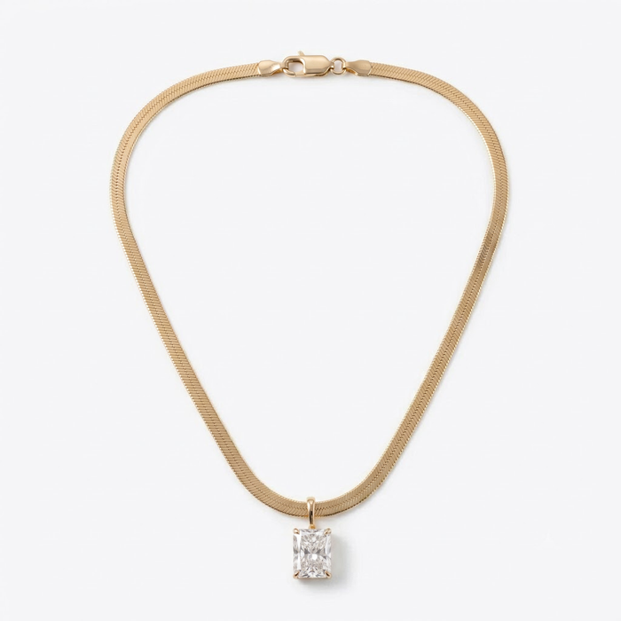 Radiant Signature Herringbone 14K Yellow Gold Necklace