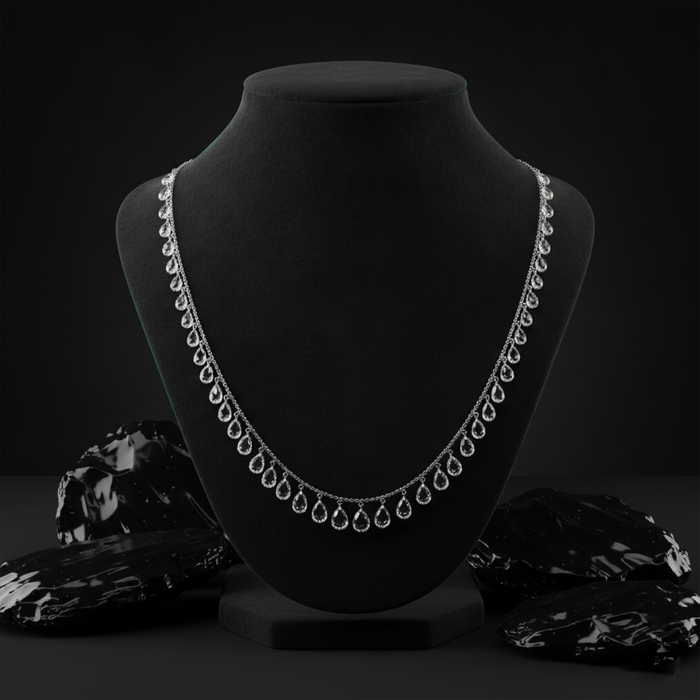 Oval Shape Diamond Cut Necklace in 18K White Gold
