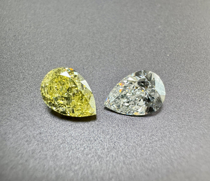 Fancy Two Color Pear Shape Diamond Ring in 14K Yellow Gold