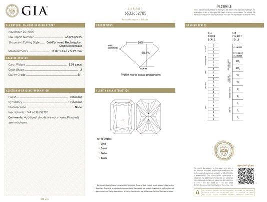 Emerald Cut Loose Diamond Stone in 11K