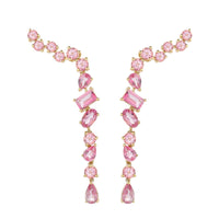 Pink Multishape Topaz Drop Earrings in 14K Rose Gold