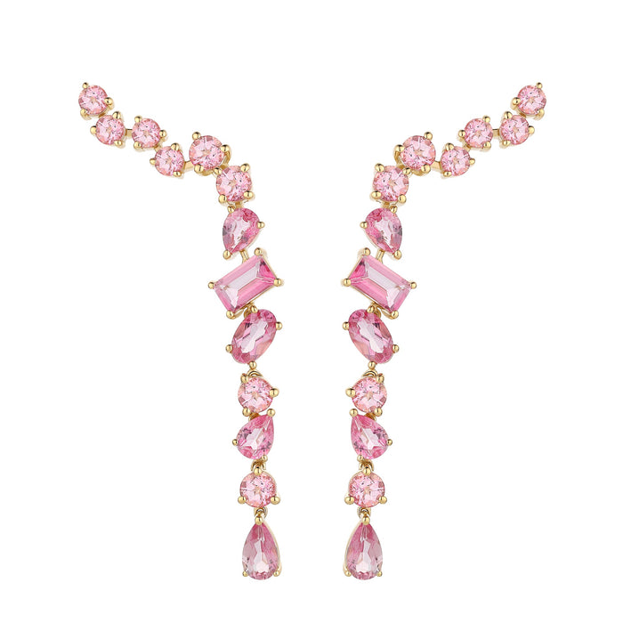 Pink Multishape Topaz Drop Earrings in 14K Rose Gold