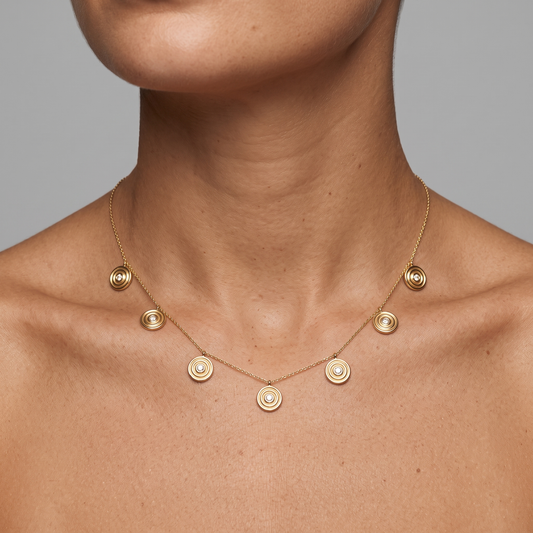 Pearl Radiance Diamond Station Necklace in 14K Yellow Gold
